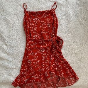 red floral zaful wrap dress